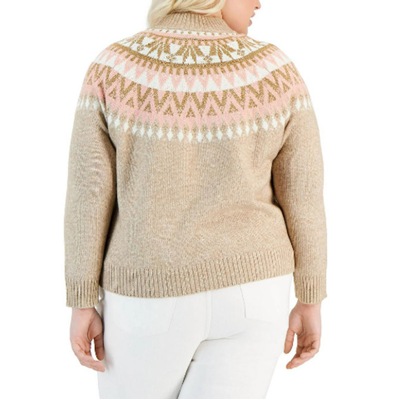 TOMMY HILFIGER Half Snowflake Pullover Sweater 2X Beige Fairisle NWT - Picture 2 of 10